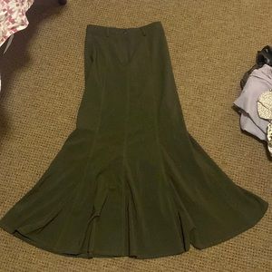 Dark Green long flare skirt